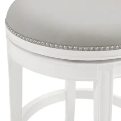 White And Faux Leather Swivel Counter Stool-Kirkland's Home Store