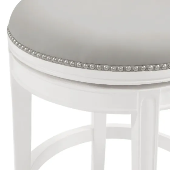 White And Faux Leather Swivel Counter Stool-Kirkland's Home Store