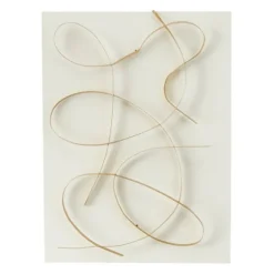 White And Gold Iron Abstract Wave Plaque-Kirkland's Home Outlet