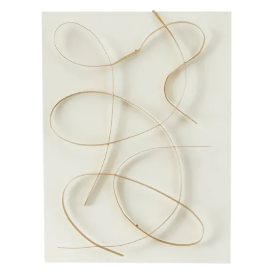 White And Gold Iron Abstract Wave Plaque-Kirkland's Home Outlet