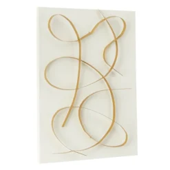 White And Gold Iron Abstract Wave Plaque-Kirkland's Home Outlet