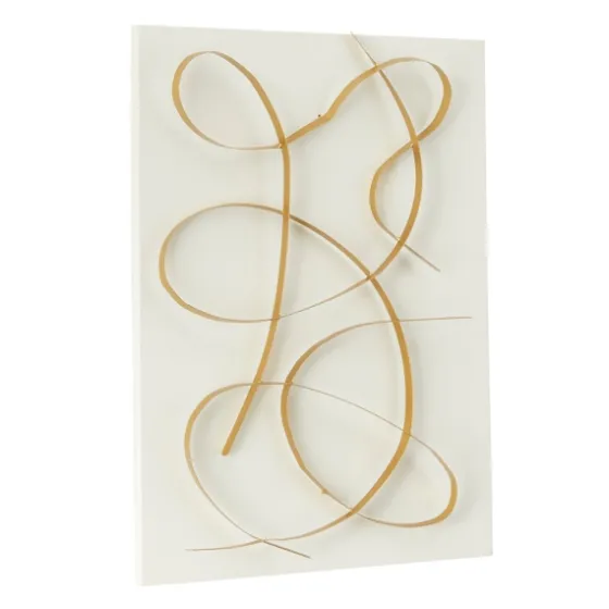 White And Gold Iron Abstract Wave Plaque-Kirkland's Home Outlet