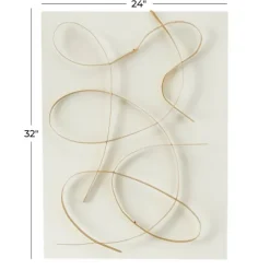 White And Gold Iron Abstract Wave Plaque-Kirkland's Home Outlet