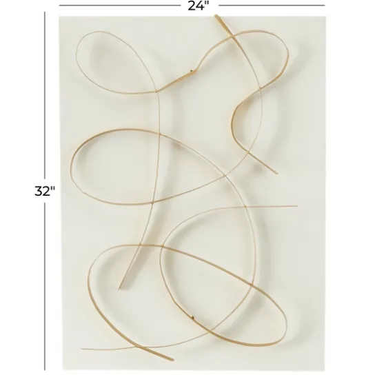 White And Gold Iron Abstract Wave Plaque-Kirkland's Home Outlet