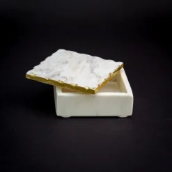 White And Gold Marble Square Vanity Box-Kirkland's Home Shop