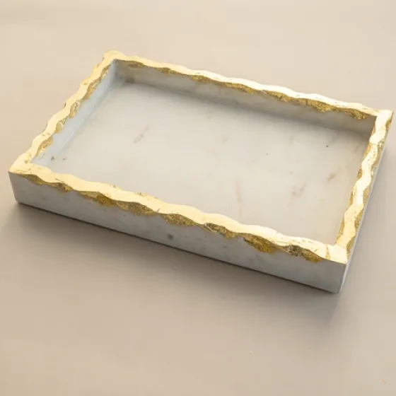 White And Gold Marble Vanity Tray-Kirkland's Home Clearance