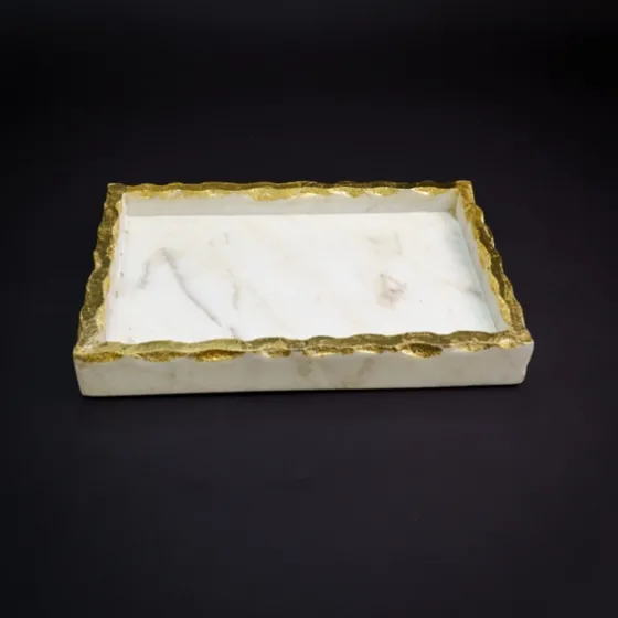 White And Gold Marble Vanity Tray-Kirkland's Home Clearance