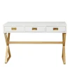 White And Gold Metal Desk With Outlets-Kirkland's Home Fashion