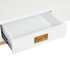 White And Gold Metal Desk With Outlets-Kirkland's Home Fashion