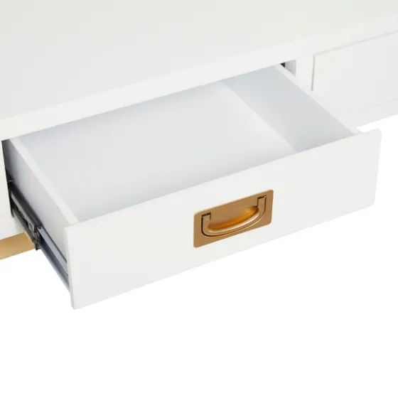 White And Gold Metal Desk With Outlets-Kirkland's Home Fashion