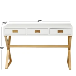 White And Gold Metal Desk With Outlets-Kirkland's Home Fashion