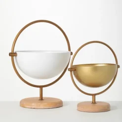 White And Gold Spherical Frame Bowls, Set Of 2-Kirkland's Home Store
