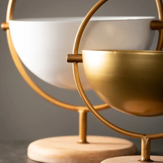 White And Gold Spherical Frame Bowls, Set Of 2-Kirkland's Home Store