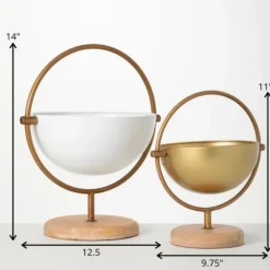 White And Gold Spherical Frame Bowls, Set Of 2-Kirkland's Home Store