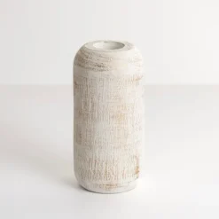 White And Gold Wood Cylinder Vase, 8 In.-Kirkland's Home Discount