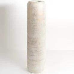 White And Gold Wood Cylinder Vase, 32 In.-Kirkland's Home Best Sale