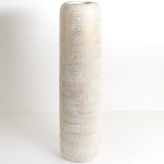White And Gold Wood Cylinder Vase, 32 In.-Kirkland's Home Best Sale