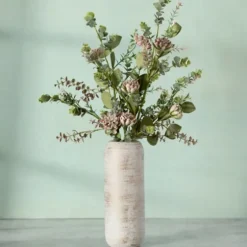 White And Gold Wood Cylinder Vase, 12 In.-Kirkland's Home New