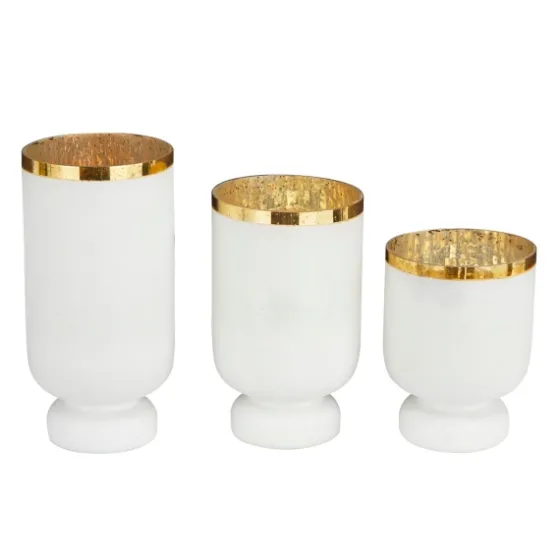 White And Golden Goblet 3-Pc. Candle Holder Set-Kirkland's Home Hot