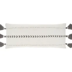 White And Gray Braided Stripe Lumbar Pillow-Kirkland's Home Cheap