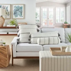 White And Gray Braided Stripe Lumbar Pillow-Kirkland's Home Cheap