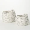 White And Gray Dotted Woven Baskets, Set Of 2-Kirkland's Home Flash Sale