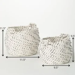 White And Gray Dotted Woven Baskets, Set Of 2-Kirkland's Home Flash Sale