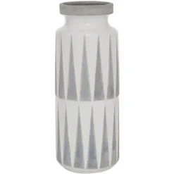 White And Gray Geometric Triangle Vase, 17 In.-Kirkland's Home New