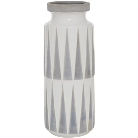 White And Gray Geometric Triangle Vase, 17 In.-Kirkland's Home New