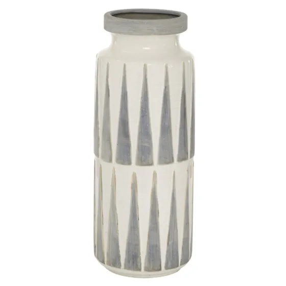 White And Gray Geometric Triangle Vase, 17 In.-Kirkland's Home New