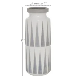 White And Gray Geometric Triangle Vase, 17 In.-Kirkland's Home New
