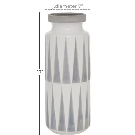 White And Gray Geometric Triangle Vase, 17 In.-Kirkland's Home New