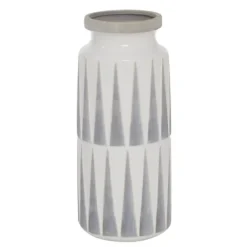 White And Gray Geometric Triangle Vase, 13 In.-Kirkland's Home Best