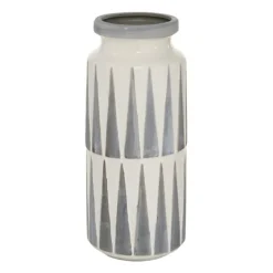 White And Gray Geometric Triangle Vase, 13 In.-Kirkland's Home Best
