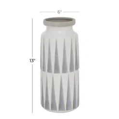 White And Gray Geometric Triangle Vase, 13 In.-Kirkland's Home Best