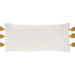 White And Mustard Braided Stripe Lumbar Pillow-Kirkland's Home Online