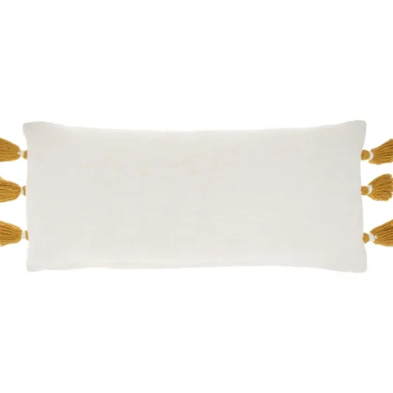 White And Mustard Braided Stripe Lumbar Pillow-Kirkland's Home Online