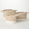 White And Natural Braided Woven Baskets, Set Of 3-Kirkland's Home New
