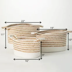 White And Natural Braided Woven Baskets, Set Of 3-Kirkland's Home New