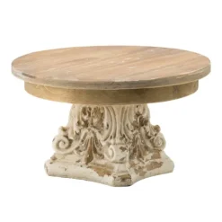 White And Natural Round Plate Stand-Kirkland's Home Clearance