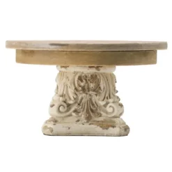 White And Natural Round Plate Stand-Kirkland's Home Clearance