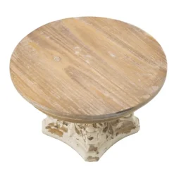 White And Natural Round Plate Stand-Kirkland's Home Clearance