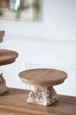 White And Natural Round Plate Stand-Kirkland's Home Clearance