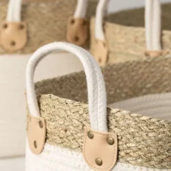 White And Natural Seagrass Woven Baskets, Set Of 3-Kirkland's Home Shop