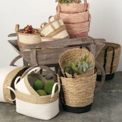 White And Natural Seagrass Woven Baskets, Set Of 3-Kirkland's Home Shop
