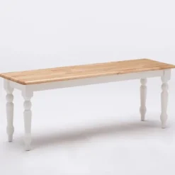 White And Natural Wood Dining Bench-Kirkland's Home Sale