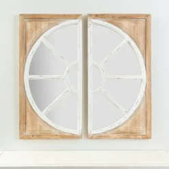 White And Natural Wood Wall Mirrors, Set Of 2-Kirkland's Home Outlet