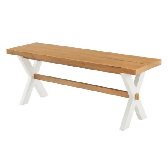 White And Natural Wood X-Frame Dining Bench-Kirkland's Home Discount