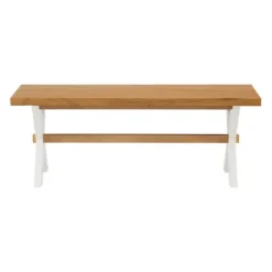 White And Natural Wood X-Frame Dining Bench-Kirkland's Home Discount