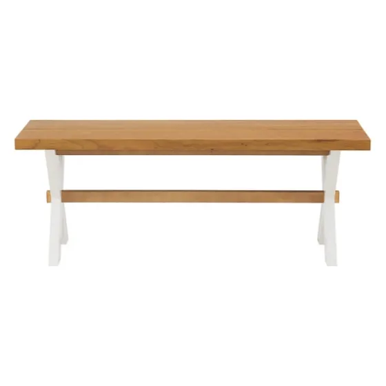White And Natural Wood X-Frame Dining Bench-Kirkland's Home Discount